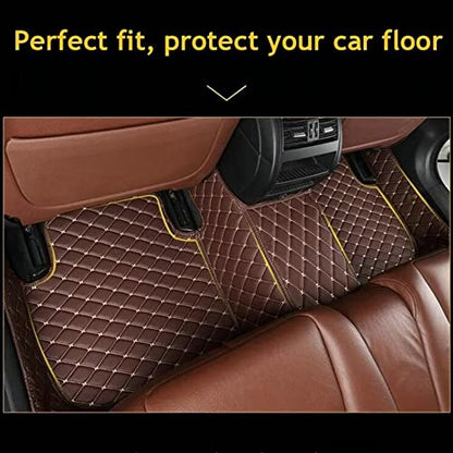 Custom Leather Car Mats, Vehicle-Specific Fit All-Weather Floor Mats, 100% Waterproof Anti-Slip Durable Protection for SUV Truck Sedan, Precision Tailored Protection (Side White Medium Black) - color: Side White Medium Black