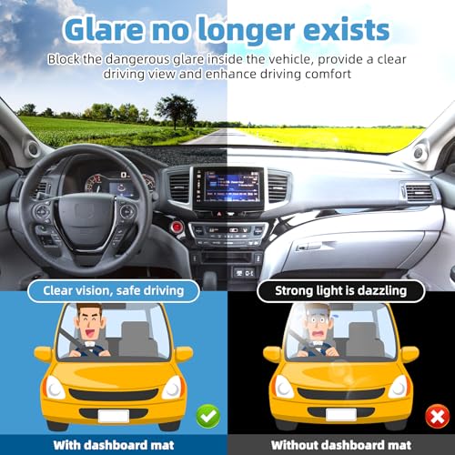 Dash Cover Mat for Honda Pilot 2016-2022 & Ridgeline 2017-2025 & Passport 2019-2025 Non-Slip Dashboard Cover Mat Sunshade UV Rays Protector Interior Accessories - size: Compatible with Pilot 2016-2022