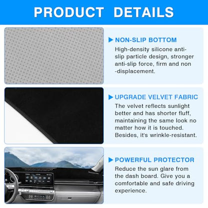 Autorder Dashboard Cover Mat for Hyundai Kona 2024 2025 2026 Accessories Dash Cover Upgrade Velvet Dash Mat Sunshade Glare UV Rays Protector - size: 2024-2026 Hyundai Kona