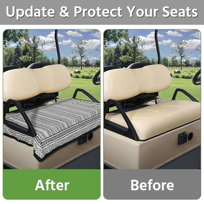Golf Cart Seat Covers, Universal Golf Cart Seat Towel Blanket for Yamaha, EZGO, Club Car, Icon and More 2-Seat Carts, 100% Microfiber Keeps Seat Comfortable and Clean - color: black