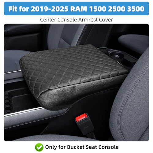 Center Console Armrest Cover for Dodge RAM 1500 2500 3500 2019 2020 2021 2022 2023 2024 2025 Accessories Fully Covered Anti-Scratch Protector Interior Accessories(Only for Bucket Seat Console) - size: Compatible with RAM 2019-2025