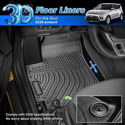 Floor Mats for Kia Soul 2020-2025 2026, All Weather Floor Liner for Soul Accessories Car Floor Mat Heavy Duty Waterproof