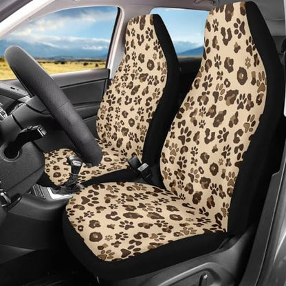 Brown Dog Paw Car Seat Covers Front Set – 2 Front Seat Covers for Cars, Breathable&Washable Car Seat Cover Set, Automotive Interior for Auto Trucks Van SUV - color: Brown Dog Paw