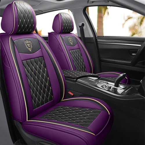 SanQing Car Seat Covers Full Set, Super Luxurious Heavy Universal Duty Waterproof Leather Automotive Vehicle Cover for Cars SUV Pick-up Truck, Non-Slip Seat Purple Car Accessories(Full Set/Purple)
