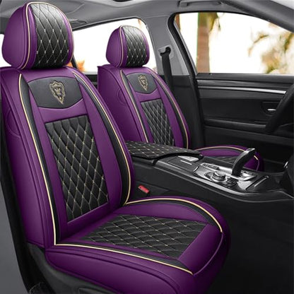 SanQing Car Seat Covers Full Set, Super Luxurious Heavy Universal Duty Waterproof Leather Automotive Vehicle Cover for Cars SUV Pick-up Truck, Non-Slip Seat Purple Car Accessories(Full Set/Purple)
