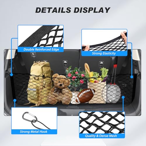 Cargo Net for Honda Pilot 2023-2026 Envelope Style | Elastic Mesh Net | Heavy Duty | Metal Hooks | Honda Pilot Trunk Net Accessories - size: Honda Pilot