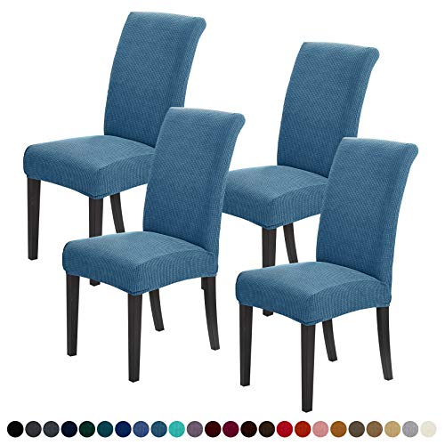 Joccun Chair Covers for Dining Room Set of 4,Chair Slipcovers Stretch Dining Room Chair Covers Seat Protector,Washable Parsons Chair Cover for Home,Hotel,Banquet(Dark Blue,4 Pack) - color: Dark Blue, size: 4 Pack