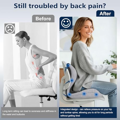 Car Seat Cushion for Long Driving, Office Chair Cushion, Truck Seat Cushion, Memory Foam Seat Cushion Increase Height by 3.94 Inch, Car Seat Cushion for Car, Sciatica & Tailbone Pain Relief