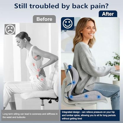 Car Seat Cushion for Long Driving, Office Chair Cushion, Truck Seat Cushion, Memory Foam Seat Cushion Increase Height by 3.94 Inch, Car Seat Cushion for Car, Sciatica & Tailbone Pain Relief