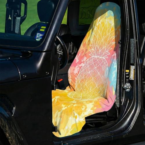 2 Pack Car Seat Towel Covers, Sweat-Proof Microfiber Seat Protectors for Gym, Running, Beach & Workout, Breathable Quick-Dry, Machine Washable, Pastel Pineapple Print, Universal Fit - color: Pastel Pineapple