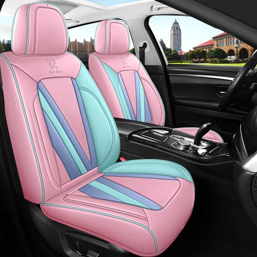 Red Rain Pink and Blue Leather Seat Cover Universal Car Seat Cover Full Set Auto Seat Cushion Cover (JJ-Pink+Blue) - color: JJ-Pink+Blue