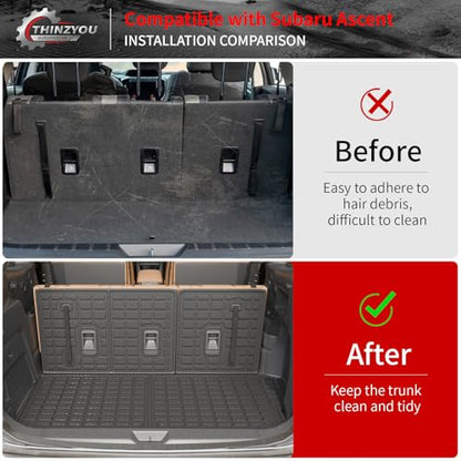 Floor Mats Compatible with 2019-2025 2026 Subaru Ascent Cargo Mat Liner TPE Back Seat Cover Protector 2023 Ascent Accessories (Fit 7&8 Seats, Trunk Mat+3rd Row Backrest Mats+Floor Mats) - style: For Subaru Ascent | 2019-2026