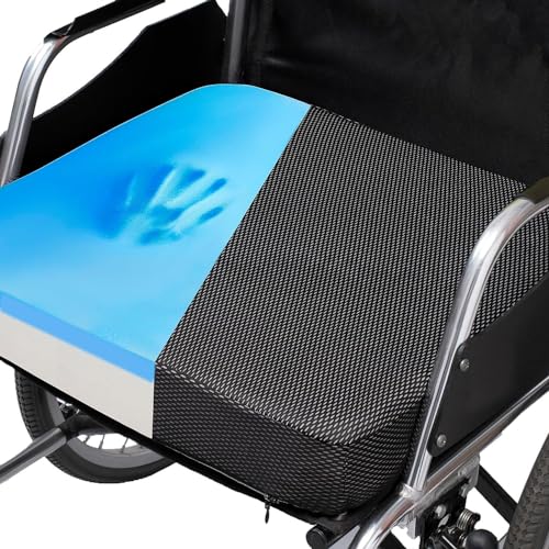 Ifoam Gel Infused Memory Foam Layer Wheelchair Cushion - Seat Cushion for Wheelchair-Office Chair, Kitchen Chair-Pressure Sore and Tailbone Pain Relief-High Dense Polyfoam Base (Black, 18×16×3 inch) - color: Black, size: 18×16×3 inch