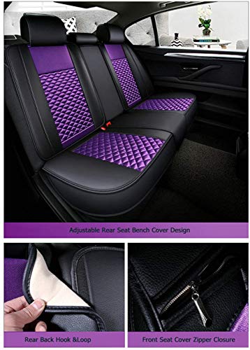 Bling Retro Fashion Lattice Silk and Leather Purple Car Seat Covers Front and Rear Seat Covers Universal Fit (Grey-Basic) - color: Grey-Basic