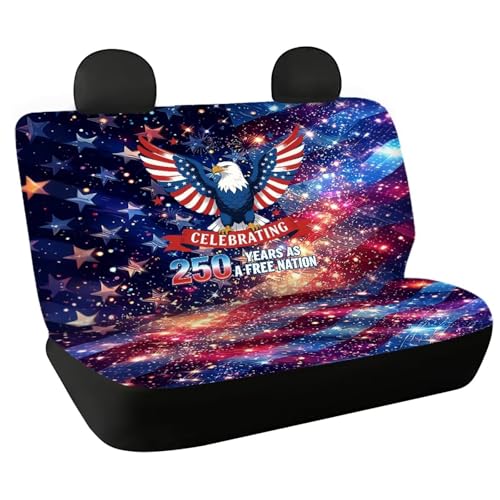 AFPANQZ Car Seat Covers 2 Pcs Back Seat Cushion Split Bench Covers, American Eagle Galaxy Print Universal Rear Seat Protector for SUV Trucks Sedan - color: American Eagle Galaxy