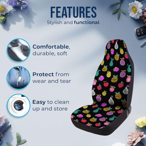 GENANY Power Fruit Car Seat Covers Set of 2, Breathable Front Seat Covers for Truck Sedan SUV, Anime Car Accessories, Anime Gift for Women Men - color: Anime Power Fruit