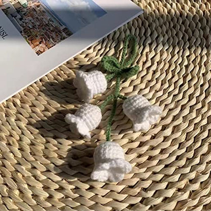 Handmade Knitted Rear View Mirror Pendant Ornament, Cute Car Accessories Aesthetic, Kawaii Car Decor for Home Decorative Pendants - style: White