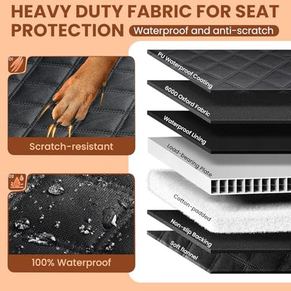 A-Pce Dog Truck Seat Cover for Back Seat, Hard Bottom Dog Hammock for Car, Waterproof Seat Protector, Dual use in Summer and Winter, Universal XL Size Fits for Crew Cab Truck/SUV, Black