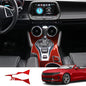 Custom Interior Accessories 2PCS for Chevrolet Camaro 2016 2017 2018 2019 2020 2021 2022 Red Carbon Fiber Center Console Cover Gear Shift Cup Holder Panel Sticker Protection Decoration - size: Gearbox side cover