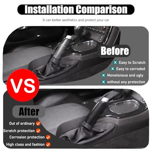 for C6 Corvette Dry Carbon Fiber Handbrake Cover Accessories Parking Handbrake Shift Lever Protector Cover Compatible with Corvette C6 2005-2013 Interior Decorative