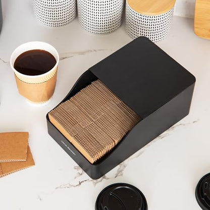 Mind Reader Hot Cup Sleeve Dispenser, Coffee Bar Accessories, Coffee Station, Kitchen Org, 5.91"L x 9.65"W x 3.94"H, Black