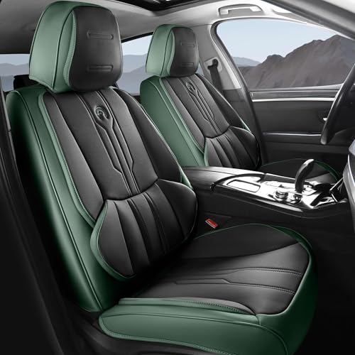 Car Seat Covers Custom Fit for Ford F150 2009-2026,Faux Leather Seat Cover Set for 2017-2026 F250 F350 F450, Accomodating Regular Cab Super Cab Super Crew Pickup Truck Cushions(BlackGreen,Full Set) - color: BlackGreen, size: Full Set