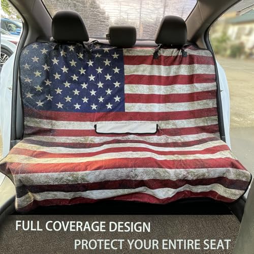 Waterproof Backseat Cover for Car Trucks Van SUV Jeep,Rear Bench Towel Seat Covers,(USA Flag) - color: USA Flag