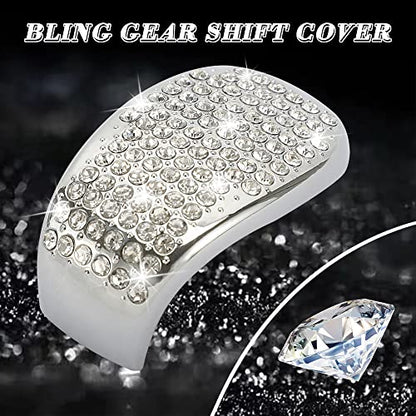 TOMALL Bling Gear Shift Knob Cover Compatible with Honda Civic 11th 2022-2023 for CRV 2023-2024 Diamond Crystal Auto Decorative Accessories for Car (Silver)