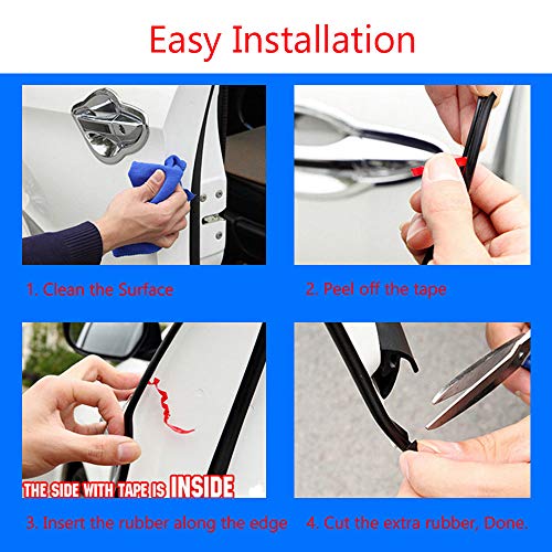 ESUPPORT 16ft 5M U Shape Car Door Moulding Rubber Scratch Protector Strip Edge Guard Trim Seal Transparent