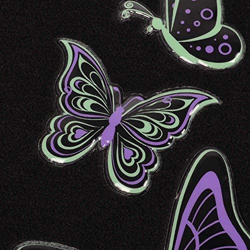 BDK Embossed Neon Purple & Green Butterflies Design Carpet Car Floor Mats for Auto Van Truck SUV-4 Pieces Front & Rear Full Set with Rubber Backing-Universal Fit