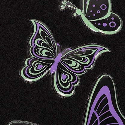 BDK Embossed Neon Purple & Green Butterflies Design Carpet Car Floor Mats for Auto Van Truck SUV-4 Pieces Front & Rear Full Set with Rubber Backing-Universal Fit - color: Neon Butterflies Mats