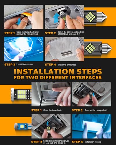 Zakolak 24PCS LED Interior Car Lights, Extremely Bright LED Bulb Kit, Applicable to Dome Map Door Lights and Other Parts Replacement for Your Cars, to Help You See Inside The Car at Night（Ice Blue） - color: Ice Blue