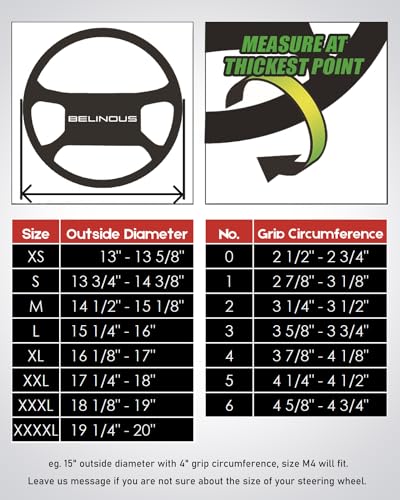 BELINOUS Leather Steering Wheel Cover Lace Up, Stitch on Steering Wheel Wrap, Universal Fit 13-20 Inch Car Truck Pickup Boat, A Whole Piece of Cowhide, DIY w/Needle Thread (Size M0, Coffee) - color: Coffee, size: M0