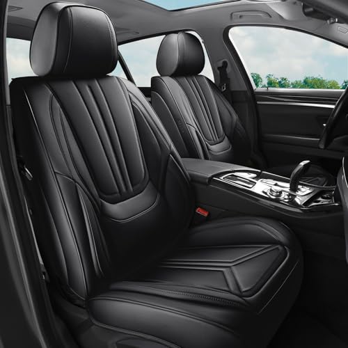 Car Seat Covers Front Seats Black, Premium Leather Car Seat Covers, Waterproof and Breathable Seat Covers, Universal Car Seat Protector Fit for Cars, Trucks, SUVs, Pick-ups - color: Black, size: Front Seat