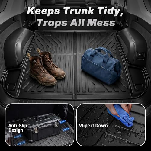 OEDRO Floor Mats & Cargo Liner Fit for Toyota 4Runner 2013-2024(Only 5 Seater, Not Fit 7 Seats), Custom Fit TPE All Weather Floor Liners for 4Runner Accessories, 1st & 2nd Row Car Mats Full Set, Black - style: 13-24 4Runner Full Mat Set