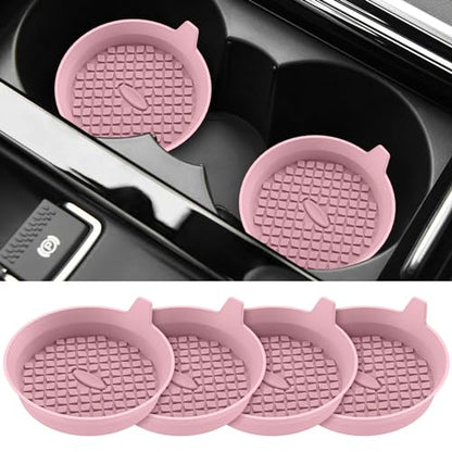 ME.FAN Car Cup Holder Coasters [4 Pack] Silicone Cups Mats, Automotive Universal Non-Slip Recessed Interior Accessories Dusty Rose - color: 4 Pack-dusty Rose