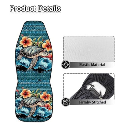 Hawaii Hibiscus Turtle Car Seat Cover Front Seats Only,Aztec Premium Polyester Seat Covers Anti-Slip Saddle Blanket Cushion Cover for Cars Trucks and SUVs - color: Hawaii Hibiscus Turtle Aztec