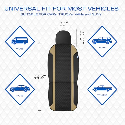 Skechers Seat Covers Contour Foam Cozy Fit,Leather Car Seat Covers, Car Seat Covers Front Seats Airbag Compatible, Universal Automotive Comfort for Most Cars, Vans, Trucks, SUV,Beige - color: Black and Beige
