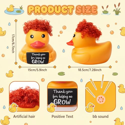 Civaner 7 Inch Emotional Giant Rubber Duck with Positive Message Thank You Gifts Motivational Rubber Duck Gift for Desk, Office, Home Decor Graduation(Teachers Gifts) - style: Thank You for Help Me Gow