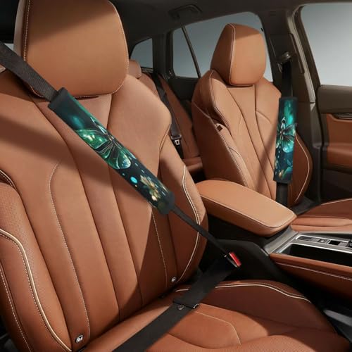 Glitter Dragonfly 2 Pcs Car Seat Belt Covers Soft Safety Aotomotive Seat Belt Pads Seatbelt Backpack Shoulder Strap Covers Cushion for Vehicle Cars