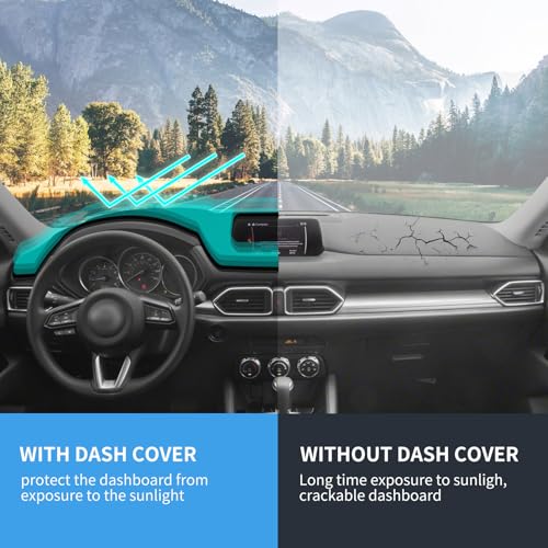 Dashboard Cover Mat for Mazda 2017-2025 2026 CX-5 CX5 Accessories (Without HUD) Black Flannel Material Anti-Slip Dash Cover Mat Sunshade Glare UV Rays Protector - size: for Mazda 2017-2026 CX-5