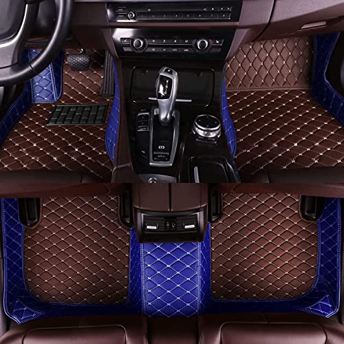 MELKEN Custom Fit Leather Car Floor Mats for 95% of Cars Full Coverage Floor Liners Car Mats (Coffee & Blue) - color: Coffee & Blue