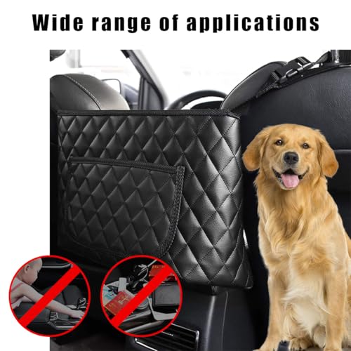 Car Handbag Holder Between Seats, Leather Large Capacity Front Seat Handbag Storage Organizer, Automotive Interior Storage Pocket for Cell Phone Document, Car Accessories
