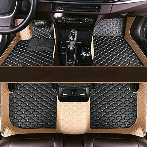 Custom All-Weather Protection Luxury Leather Floor Mats for Cars SUVs Trucks According Anti-Slip Leather Floor mats ﻿ (24,Beige and Black White) - color: 24,Beige and Black White