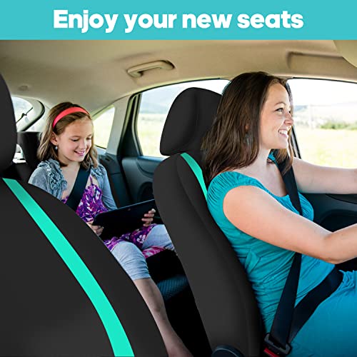 FH Group Car Seat Covers Full Set Cloth - Universal Fit Automotive Seat Covers, Low Back Front Seat Covers, Solid Back Seat Cover, Washable Car Seat Cover for SUV, Sedan and Van Mint - color: Mint, size: Full Set