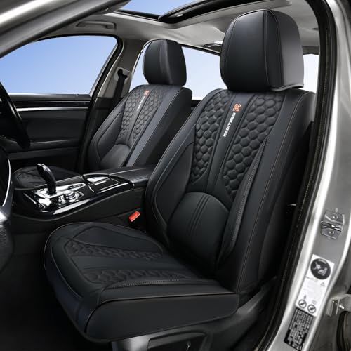 Black Universal Car Seat Cover, Waterproof Leather, Lumbar Support | Compatible with over 7,200+ Vehicle Models - color: A_Black
