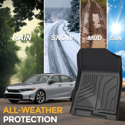 Floor Mats for Honda Civic Sedan 2022-2026/Acura Integra 2023-2026, All Weather Floor Mats Trunk Cargo Liner and Door Sill Guards Accessories, Full Coverage Set (Gas Only, Not fit Manual) - style: For Honda Civic | 2022-2026