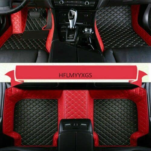 Customized Left and Right Hand Drive Car Floor Mats Fit 99.99% Sedan SUV Sports Car, Full Coverage All Weather Protection Anti-Slip Diamond Leather Men Women (Black+ red)