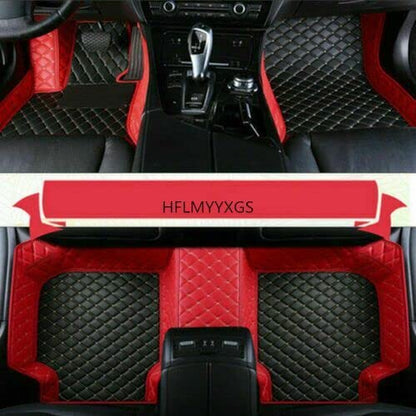Customized Left and Right Hand Drive Car Floor Mats Fit 99.99% Sedan SUV Sports Car, Full Coverage All Weather Protection Anti-Slip Diamond Leather Men Women (Black+ red)
