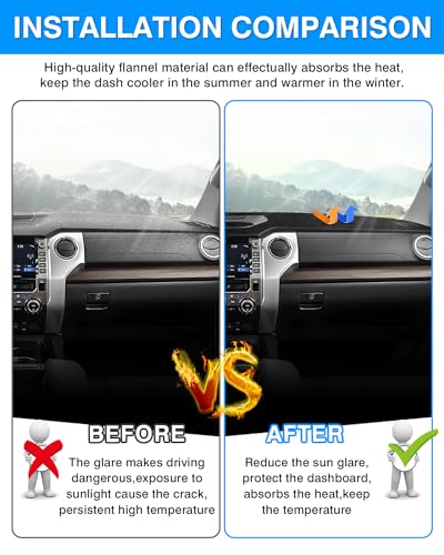 Autorder Dashboard Cover Mat for 2014-2021 Toyota Tundra Accessories Dash Cover Flannel Dash Mat Sunshade Glare UV Rays Protector - size: 2014-2021 Toyota Tundra